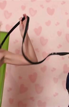 Leashed submissive exercises with a glass sex toy